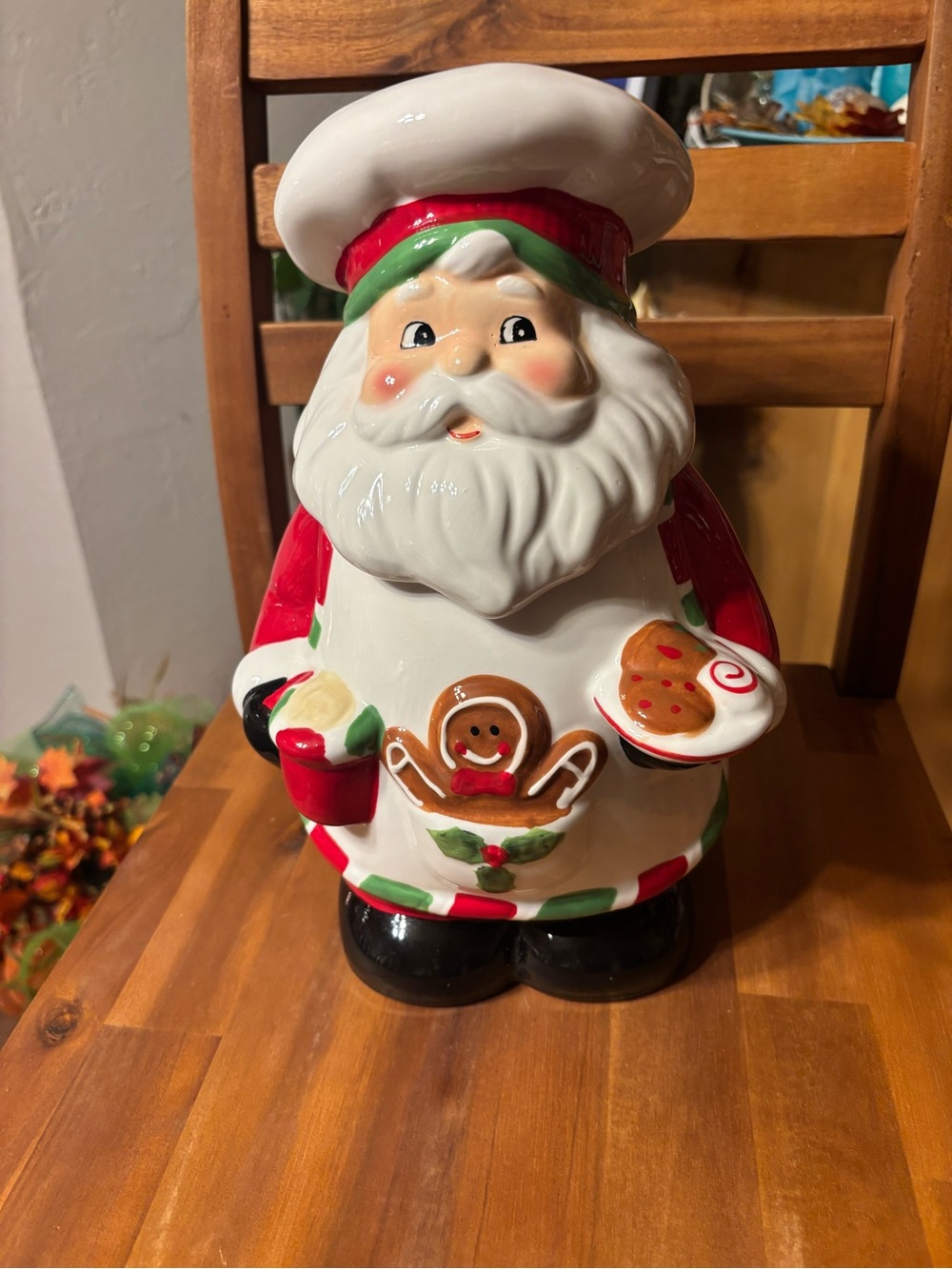Sleigh Bell Bistro Baking Santa Claus Cookie Jar